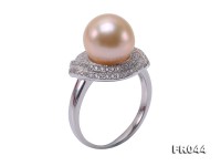 Elegant 10.5mm Pink Round Freshwater Pearl Ring in Sterling Silver