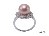 Elegant 10.5mm Lavender Round Freshwater Pearl Ring in Sterling Silver