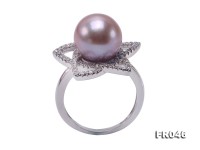 Elegant 11mm Lavender Round Freshwater Pearl Ring in Sterling Silver