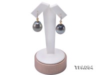 Tremendous 17x20mm Oval Tahitian Pearl Earrings in 18k Gold & Diamonds