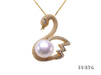 Exquisite 11.5mm White Freshwater Pearl Pendant in Sterling Silver