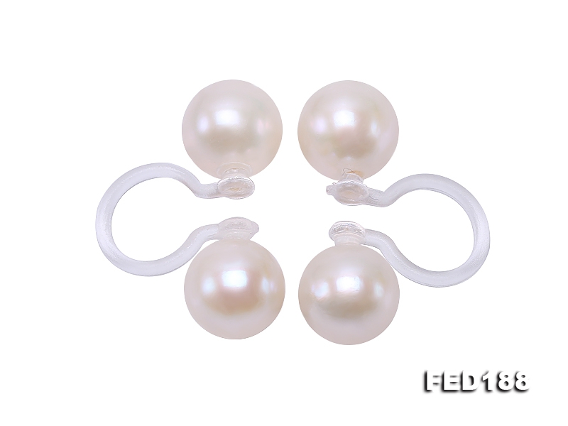 Elegant 6.5mm White Pearl Clip-on Earrings with Transparent Resin Clips