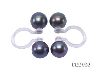 Elegant 6.5mm Black Pearl Clip-on Earrings with Transparent Resin Clips