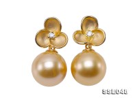 Luxurious 11mm Golden South Sea Pearl Earrings in 18k Gold