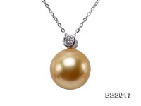 Luxury Set of 11-11.5mm Golden South Sea Pearl Pendant and Earrings in 18k Gold