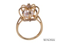 Crown Design 8mm Akoya Pearl Ring in 14k Gold