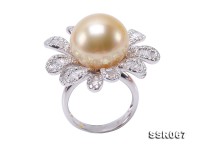 Luxurious 15mm Golden South Sea Pearl Ring in 18k Gold