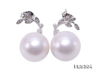 Charming 11.5-12mm White Pearl Earrings in Sterling Silver