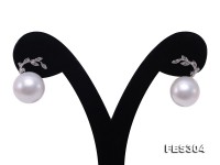 Charming 11.5-12mm White Pearl Earrings in Sterling Silver