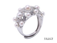 Fashionable 3.5-4.5mm White Round Freshwater Pearl Ring in Silver