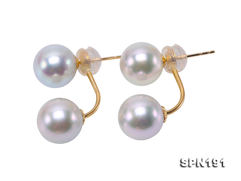 Luxurious Pearl Earrings Series—Gorgeous 8-8.5mm High-grade Gray Akoya Pearl Earrings in 18k Gold