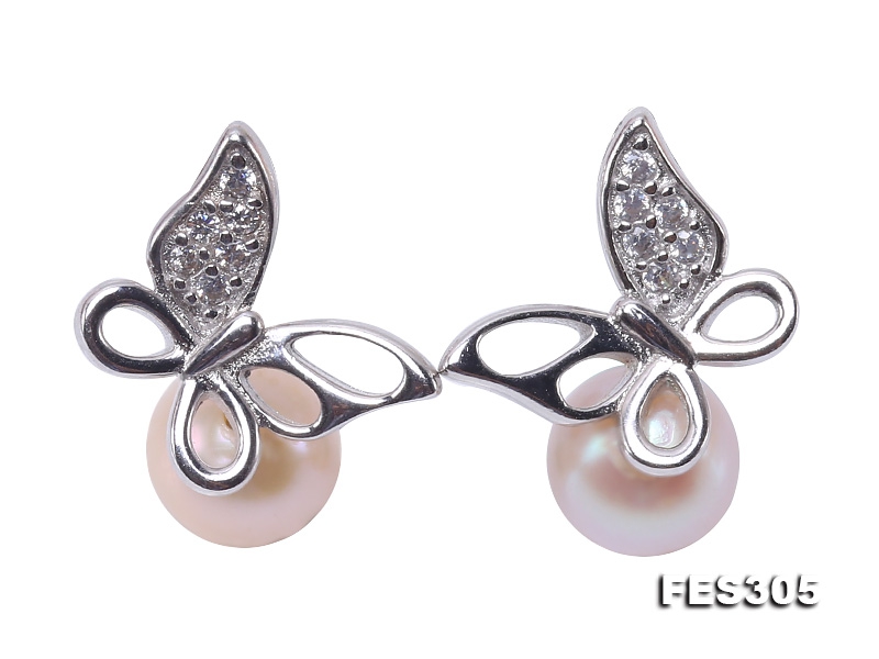 Classical 6.5mm White Round Freshwater Pearl Earrings in Sterling Silver