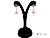 Classical 9.5×11.5mm Pink Oval Freshwater Pearl Earrings in Sterling Silver