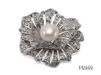Beautiful Flower-shape 13mm White Pearl Brooch