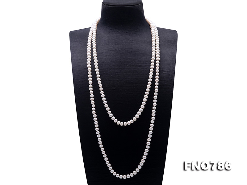 Classical 8-9mm White Pearl Long Necklace