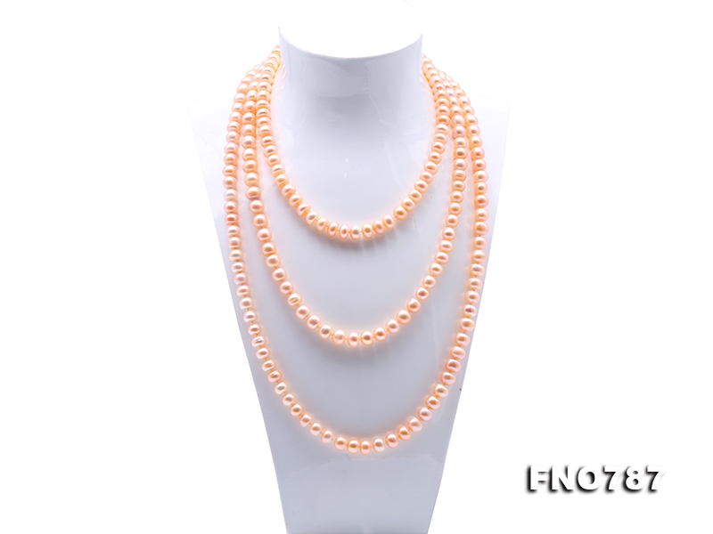 Classical 9-10mm Pink Pearl Long Necklace