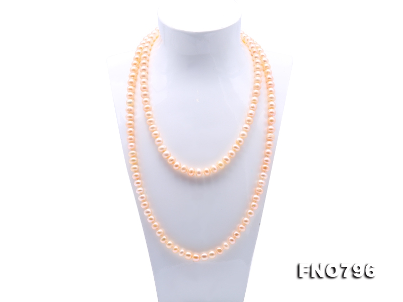 Classical 9-10mm Pink Pearl Long Necklace