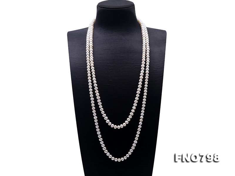 Classical 7-8mm White Pearl Long Necklace