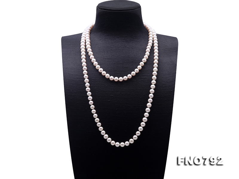Classical 9-10mm White Pearl Long Necklace