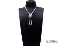 Classical 7-8mm White Oval Pearl Long Necklace