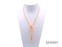 Classical 7-8mm Pink Oval Pearl Long Necklace