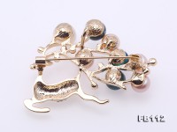 7-9mm Delicate Deer-shape Colorful Freshwater Pearl Brooch with Zircons