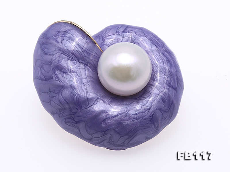 Lovely Blue Snail-shape 10.5mm White Pearl Brooch