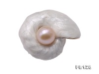 Lovely White Snail-shape 10.2mm Pink Pearl Brooch