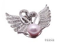 Exquisite Swan-shape 10.5mm Freshwater Pearl Brooch