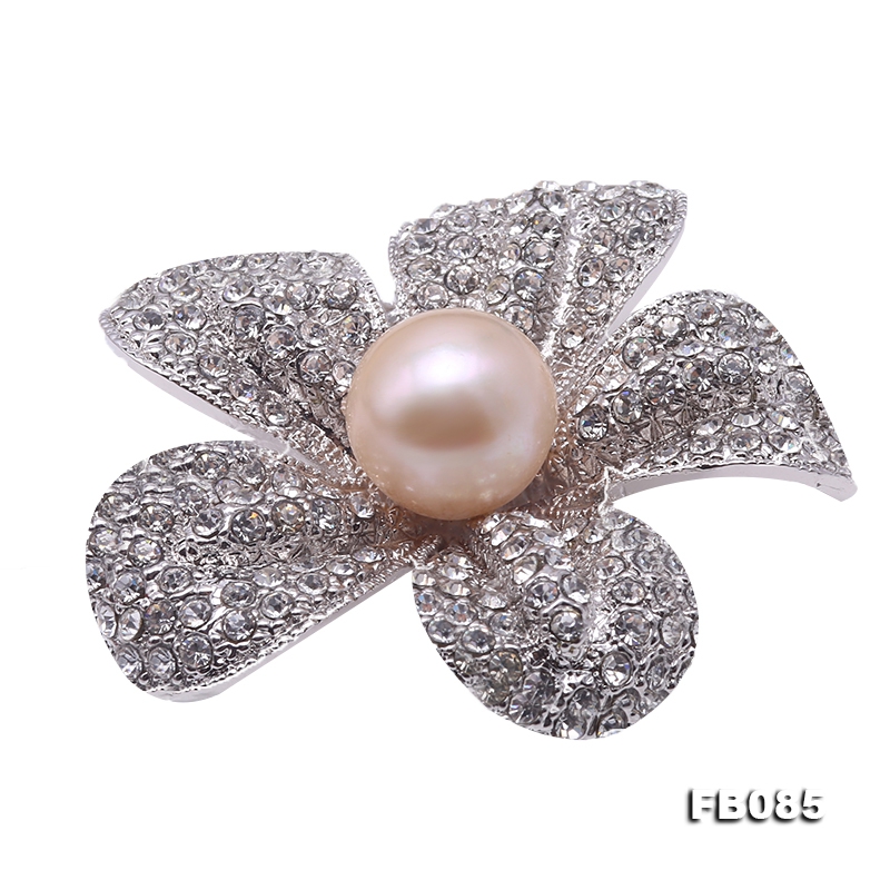 High Quality 13.5mm Pink Pearl Flower Brooch