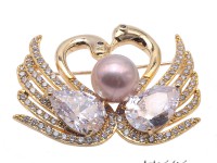 Exquisite Swan-shape 11mm Edison Pearl Brooch