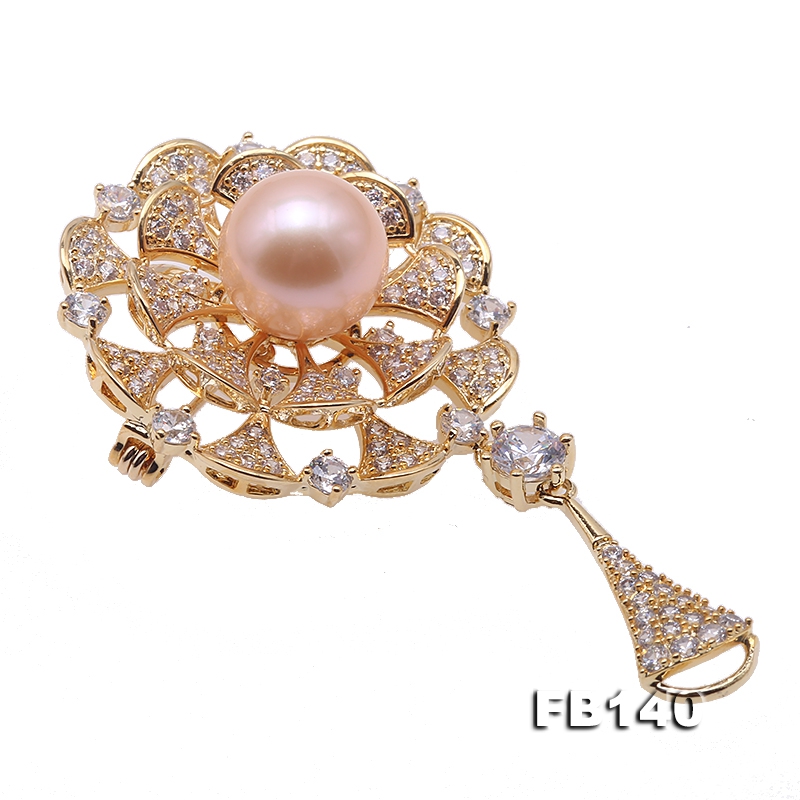 Lovely Mirror-shape Brooch with 11mm Edison Pearl