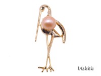 Graceful Crane Design 11.5mm Pink Pearl Brooch