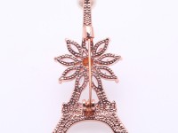 Delicate Zircon-inlaid Eiffel Tower Design 6.5-9.5mm Freshwater Pearl Brooch