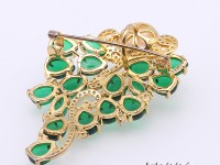 Blue Zircon Green Crystal and 12mm White Edison Pearl Brooch
