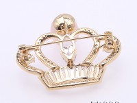 Beautiful Crown-shape 10,5mm Lavender Pearl Brooch