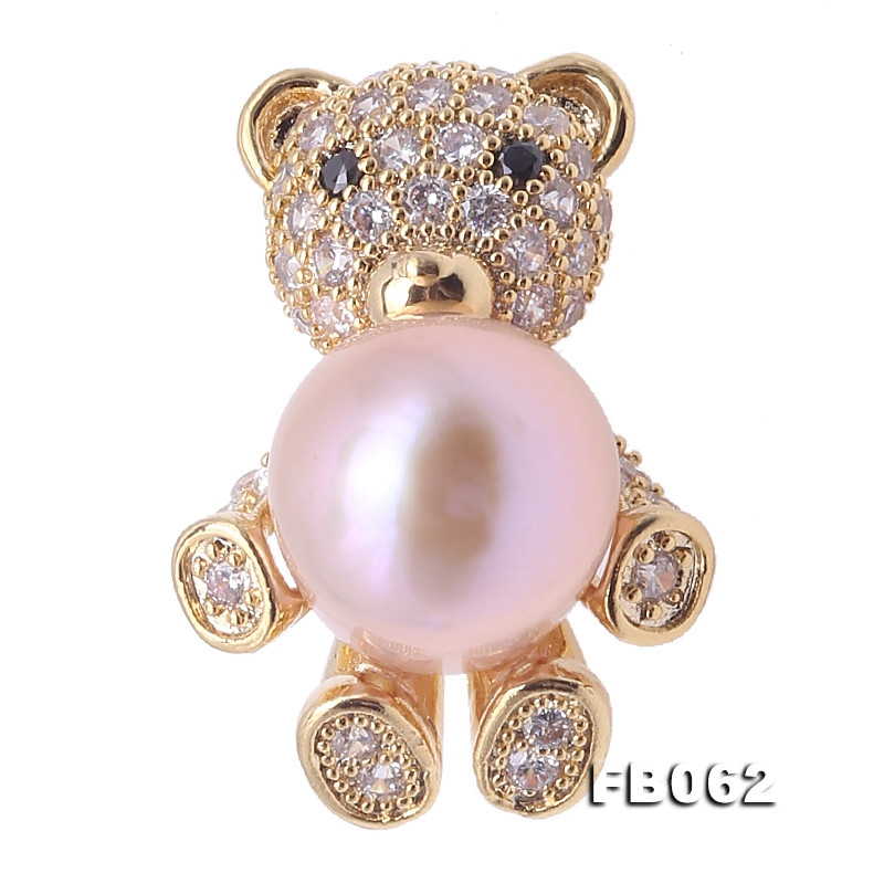 Lovely Teddy Bear shape 12mm Pink Pearl Brooch
