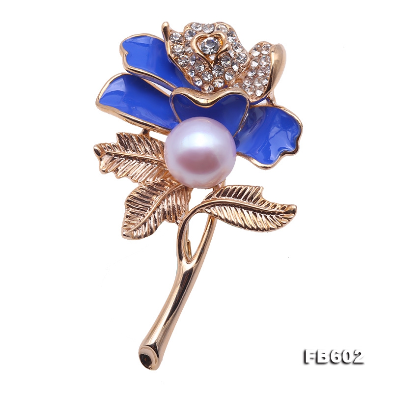 10.5mm Natural Freshwater Pearl Flower-shaped Brooch