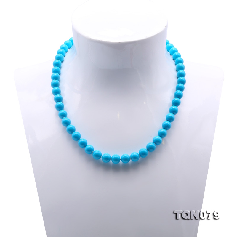 8.5-9mm Round Blue Turquoise Necklace