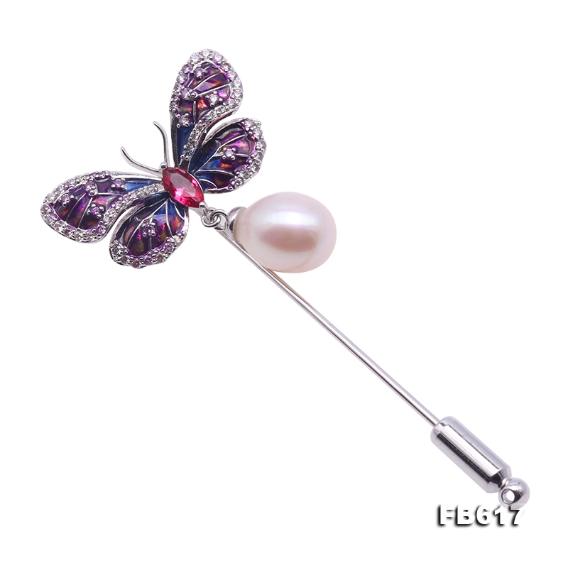 Dreamy 10x12mm White Pearl Butterfly Brooch