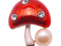 High Quality Mushroom-shape 9mm Pink Pearl Brooch