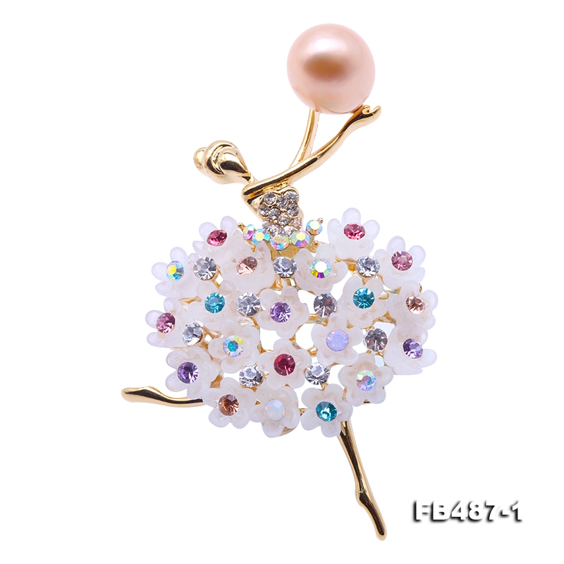 High Quality 9.5×12.5mm White Pearl Brooch