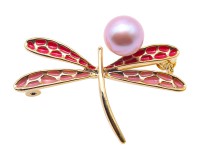 Elegant Dragonfly-shape 10×12.5mm Freshwater Pearl Brooch