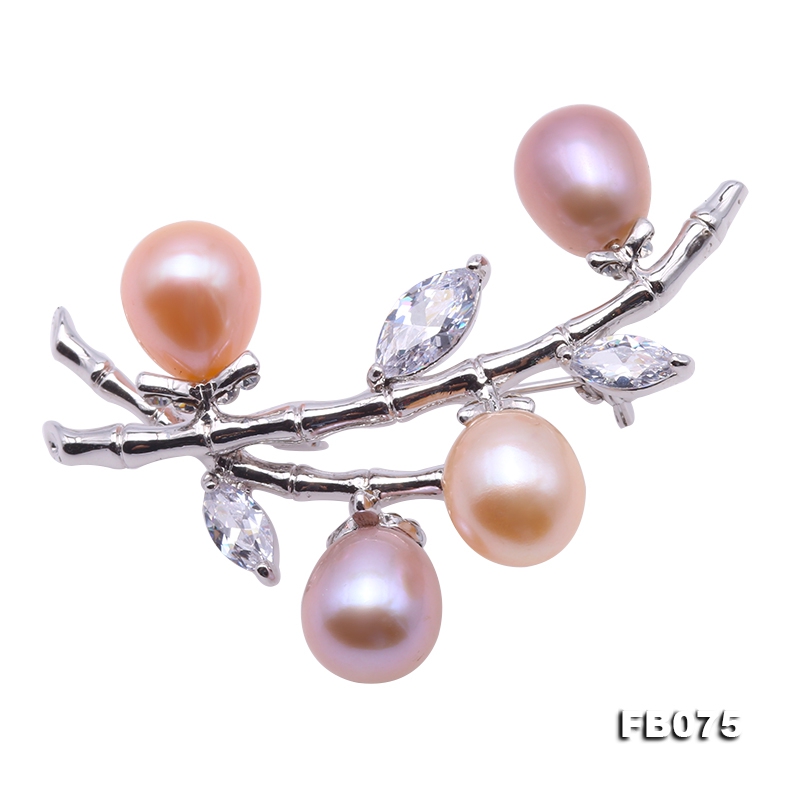 High Quality 9.5x11mm Colorful Natural Freshwater Pearl Brooch