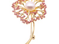 Exquisite Dandelion-shape 12.5mm Freshwater Pearl Brooch