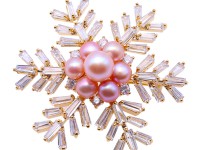 Beautiful 5-7mm Lavender Pearl Snowflake Brooch