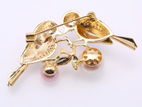 Exquisite 8-12mm Colorful Lovebirds Pearl Brooch