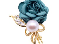 Lovely Rose-shaped 13mm White Pearl Brooch