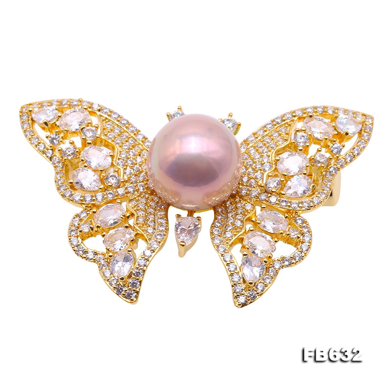 Gorgeous 120.5mm Lavender Pearl Butterfly Brooch