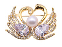 Exquisite Swan-shape 10mm Freshwater Pearl Brooch